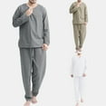 thumbnail image 4 of Men Pajamas Solid Color Comfortable Loose V Neck Men Pajamas for Sleeping, 4 of 7