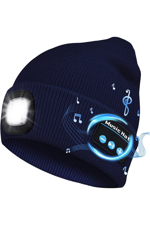 Bluetooth Beanie Hats with Light, LED Beanie with Bluetooth Headphones Built-in Stereo Speaker, LED Hat for Men Women Dad Running Hiking