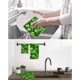thumbnail image 5 of St. Patrick's Day Kitchen Dish Towels for Drying Dishes Set of 2, Spring Shamrock Leaves Polka Dots Dark Green Waffle Weave Microfiber Hand Tea Bathroom Towels Quick Dry & Absorbent Towel 12x12, 5 of 7