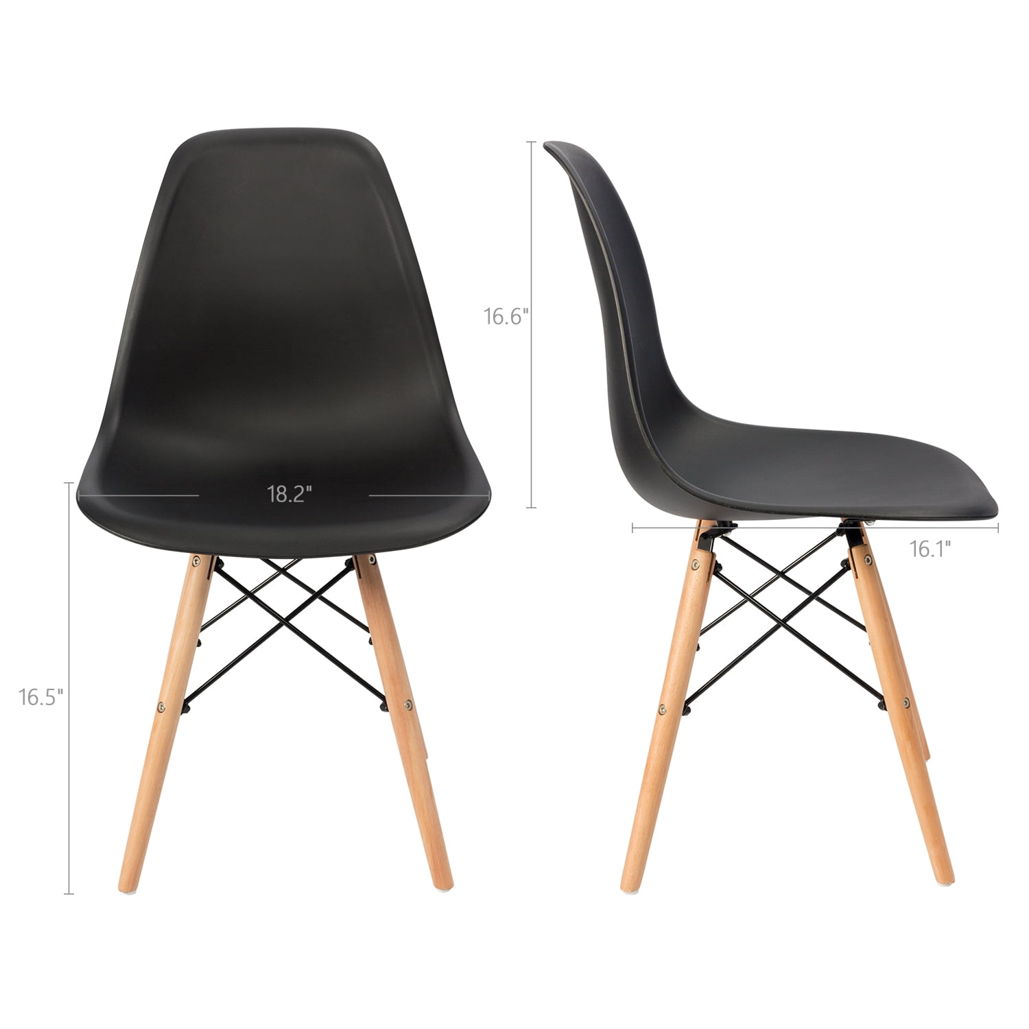 Lacoo Dining Chairs Pre Assembled Modern Style DSW Chair Classic Shell Armless Indoor Kitchen Dining Living Room Side Chairs Set of 4 (Black)