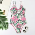 thumbnail image 3 of Gibobby Traje de baño completo mujer Traje de baño con estampado de selva tropical hueca con tirantes para mujer Traje de baño para mujer(Rosa caliente,CH), 3 of 5