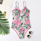 thumbnail image 3 of Gibobby Traje de baño completo mujer Traje de baño con estampado de selva tropical hueca con tirantes para mujer Traje de baño para mujer(Rosa caliente,XL), 3 of 5