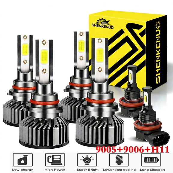 For TOYOTA COROLLA 2009-2015 9005 9006 High/Low Beam Headlights   H11 LED Fog Light Bulbs,6pcs