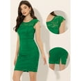 thumbnail image 2 of Vestido Ajustado Elegante Con Encaje Floral Y Manga Casquillo De Punto Elástico Para Mujer Verduras S, 2 of 6