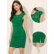 thumbnail image 2 of Vestido Ajustado Elegante Con Encaje Floral Y Manga Casquillo De Punto Elástico Para Mujer Verduras S, 2 of 6
