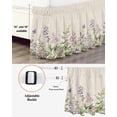 thumbnail image 3 of Flowers Lavender Wrap Around Bed Skirts for Queen Bed 18" Drop,Bed Skirt with Adjustable Elastic Belt Dust Ruffle Bed Valance for Bedroom Hotel Retro Cottagecore Blooms Green Leaf Bed Frame Cover, 3 of 7