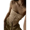 thumbnail image 6 of Franhais Women Summer Short Tops, Drawstring Straps Tight  Irregular Triangle Hem, Off-Shoulder Slim-fitting Tank Tops, 6 of 9