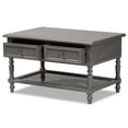 thumbnail image 4 of Baxton Studio Sheldon Vintage Gris Fini Bois 2 Tiroirs Table Basse, 4 of 11