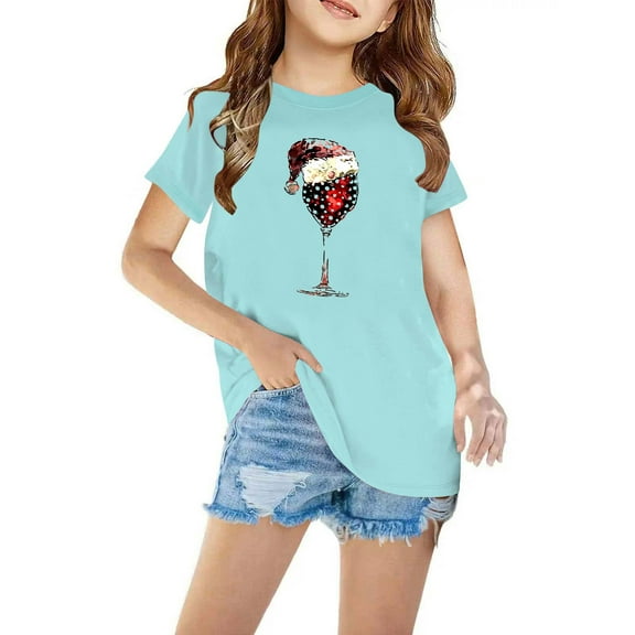 Odeerbi Teen Boys Girls Christmas T-shirt Christmas Print Casual Short Sleeve Tops Shirt Teen Clothes Mint Green