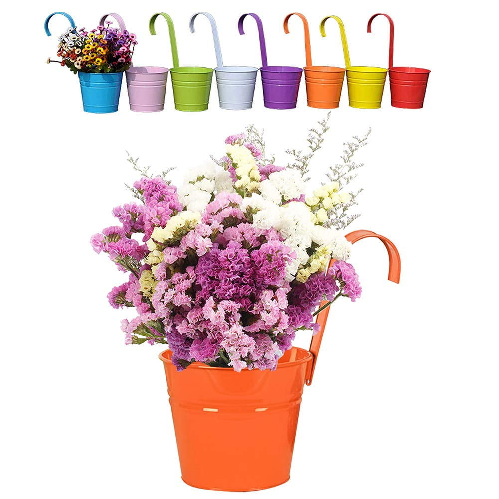 Mr.Garden Metal Flower Pots Vertical Hanging Planters Iron Pots for