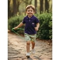 thumbnail image 3 of BemeyourBBs Toddler Baby Mardi Gras Outfits Spring Summer Clothes Infant 2 Pieces Outfit Facewear Embroidery Short Sleeve Tops with Plaid Shorts Cute Clothing Set, 3 of 9