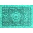 thumbnail image 1 of Ahgly Company Machine Washable Indoor Rectangle Abstract Turquoise Blue Modern Area Rugs, 2' x 4', 1 of 4