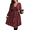 Wine Red, variant on Mengpipi Women's Swing Dress Fall Spring Long Sleeve V Neck Cinched Waist Floral Print Casual Maxi Dress 1X-4X