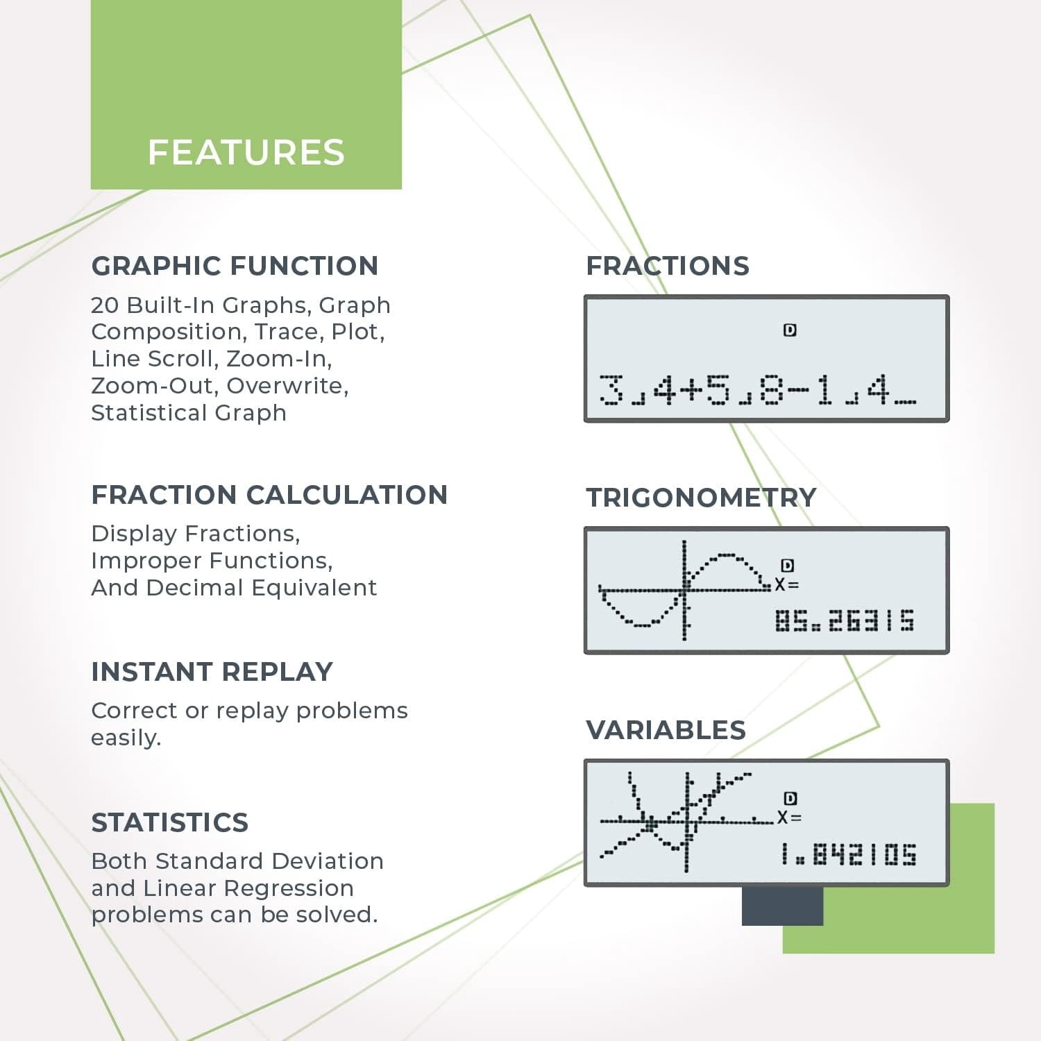 CS229 Scientific Calculator with Graphics Functions, Multiple Modes with Intuitive User Interface, for Beginner and Advanced Courses