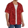 thumbnail image 3 of Ratiio Red Glitter Print Mens Casual Short Sleeve Shirts Button Down Textured Shirts Summer Beach Shirt with Pocket Men's Casual Short-sleeved Shirt, 3 of 5