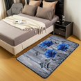 thumbnail image 3 of Erosebridal Blue Rose Area Rug 3x5 Butterfly Carpet Farmhouse Rustic Rose Floral Indoor Floor Mat Women Wooden Botanical Floral Romantic Retro Accent Rug Set Living Room,Bedside,Black Grey, 3 of 6