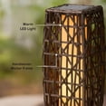 thumbnail image 4 of Aria Home Modern Outdoor Solar Powered Rattan Floor Lantern, Waterproof LED Light, 19", Brown, 4 of 8