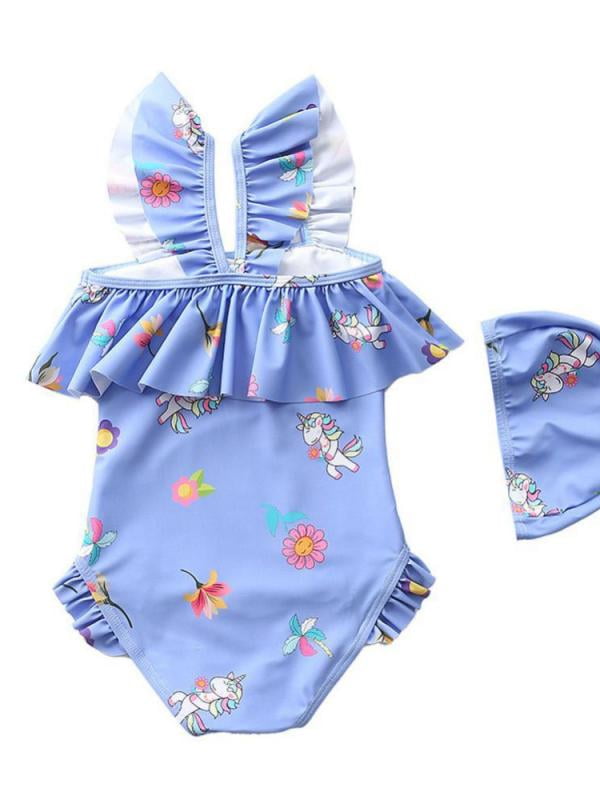 HOTWINTER Baby Girl Swimsuit Cute One Piece Swimwear with Swim Hat for