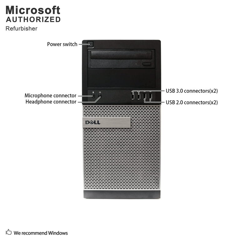 Dell OptiPlex 9010 MTW PC, INTEL CORE I7-3770 3.4GHZ, 8G DDR3, 500G, VGA, DP, DVD, BT, WIFI, Windows 10 Pro 64 Bit-Multi-Language(EN/ES/FR) Used Grade