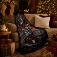 thumbnail image 3 of Bald Eagle Motorcycle American Flag Orange Flames Chrome Patriotic Ride Illustration Flannel Blanket For Motorcycle Fans Home Decor Warm Garage Living Room person's Day Gift, 3 of 9