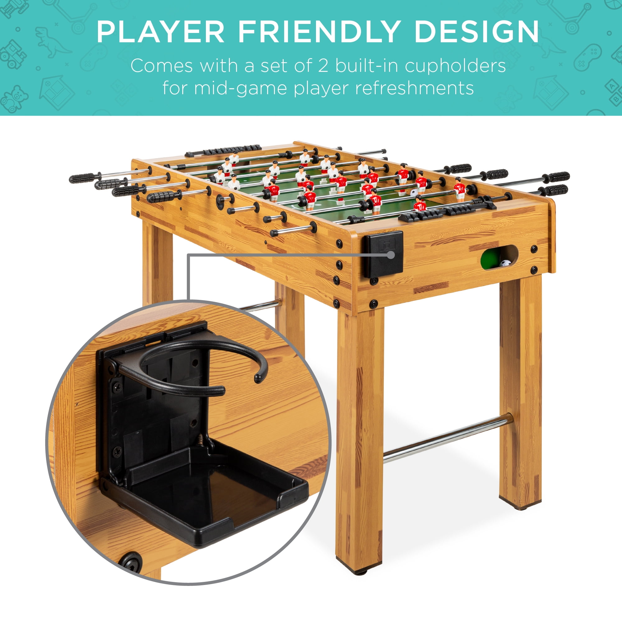 ReunionG 48 Foosball Table Soccer Table Arcade Sport Game for Kids & Adults Indoor & Outdoor