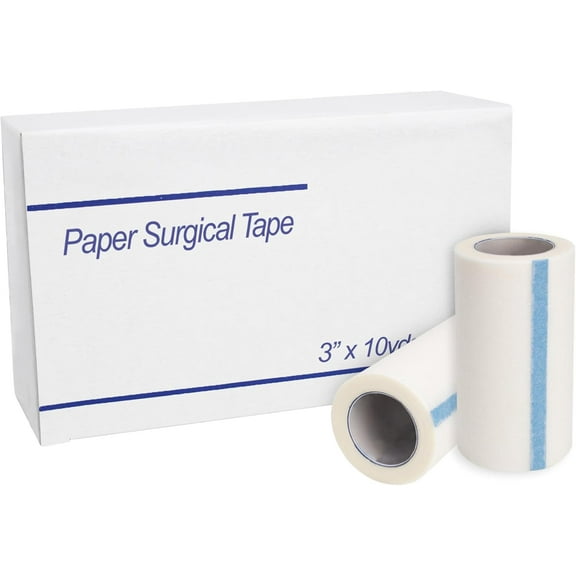 Paper Medical Tape, 3” x 10 Yards, [Box of 4 Rolls], Microporous Paper First Aid Tape, Lightweight, Hypoallergenic Bandage & Wound Dressing, Breathable