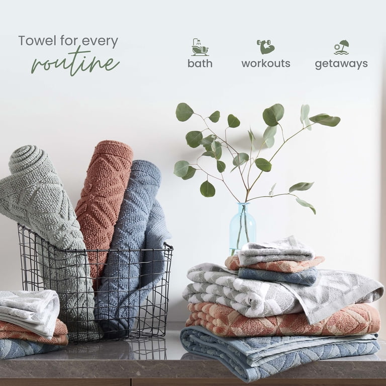 Martex Restore Geo Bath Towel with Locker Loop, Plush Cotton Blend