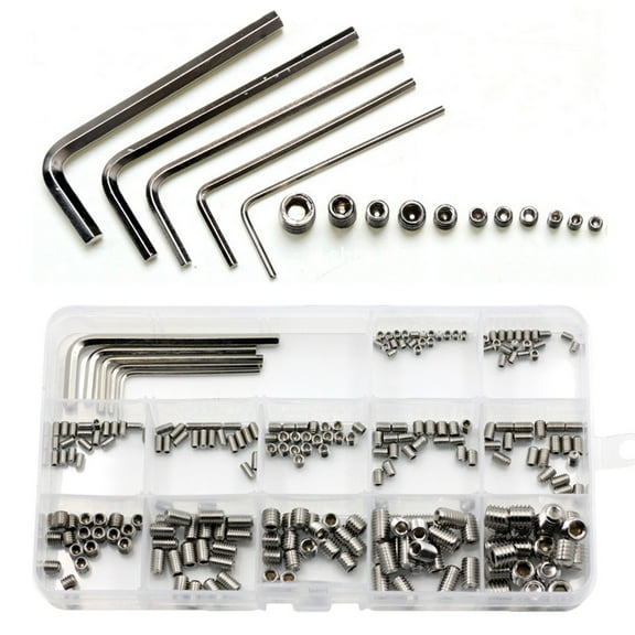 tooloflife 240Pcs Assortment Kit Screws with 5 Wrench M3 M4 M5 M6 M8 Tool Set Stainless Steel Silver