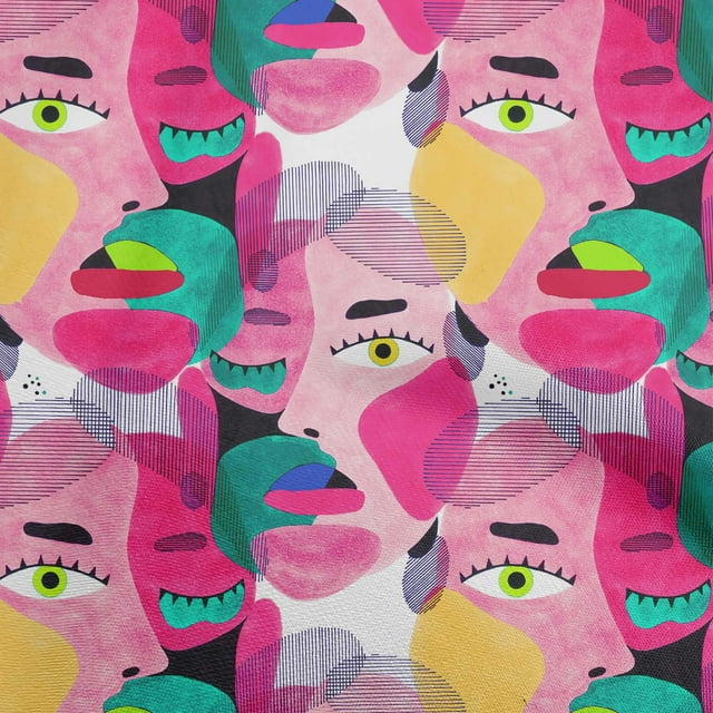 oneOone Rayon Medium Pink Fabric Abstracts Dress Material Fabric Print Fabric By The Yard 56 Inch Wide