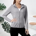 thumbnail image 7 of Vinsonshop Women's Sun Protection Jacket Hoodie Clothing Lightweight Long Sleeve Sun Cover Up Shirt Light Gray 3XL, 7 of 7