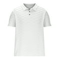 thumbnail image 3 of Men's Ribbed Textured Polo Shirt Lightweight Casual Golf Shirts Summer Short Sleeve T-shirt, 3 of 5