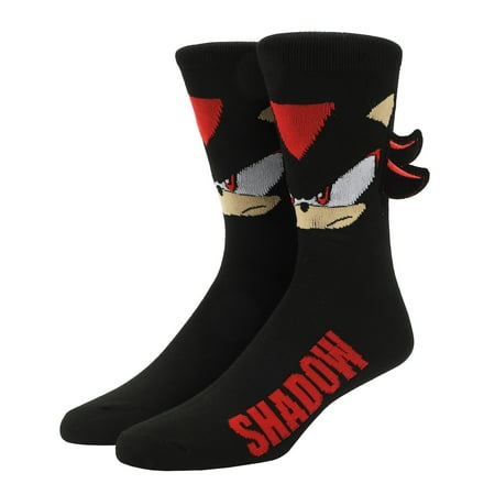 Sonic The Hedgehog Felt Shadow Attachment Adult Black Casual Crew Socks Sonic The Hedgehog Felt Shadow Attachment Adult Black Casual Crew Socks
