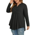 thumbnail image 4 of TARAINYA Women's Plus Size Tops Long Sleeve Henley V Neck Button Up Flowy T Shirts Tunic Loose Blouses, 4 of 8