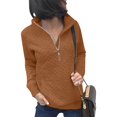 thumbnail image 2 of Futezty Womens Fashion Quarter Zip Stand Sweatshirts Long Sleeve Plain Casual Ladies Pullovers Shirts Tops, 2 of 8