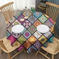 thumbnail image 3 of Multicolor Ethnic Mandala Pattern Round Tablecloth 60"x60",Wrinkle Wipeable Table Cloth for Kitchen Dining Room Picnic Patio Party, 3 of 6