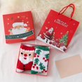 thumbnail image 4 of 1 Box Of 2 Pairs Of Christmas Stockings,christmas socks for kids,toddler christmas socks,Christmas Fuzzy Socks for Kids Plush Cartoon Non Slip Slipper Winter Warm Fleece Socks with Gift Box, 4 of 6