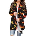 thumbnail image 1 of Enjoytime Cardigan pour Femmes Imprimé Halloween Manches Longues Col en V Ouvert Manteau Mode, 1 of 6