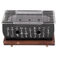 thumbnail image 3 of Mini Charcoal Barbeque Grill, Portable Table Top Japanese Grill Barbeque Food Charcoal Stove With Solid Wood Tray, Home Party Accessories BBQ Tools For Kabob Yakitori, 3 of 8