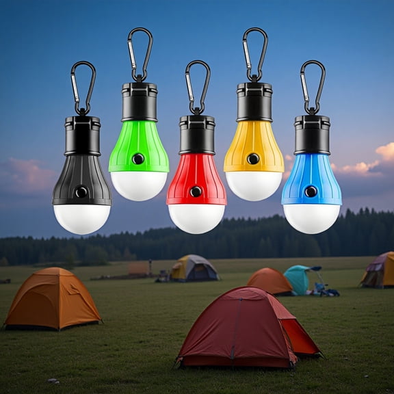 WuPing 5 Pack Portable Camping LED Tent Lamp with Clip Hook, Battery Powered Emergency Light for Camping, Hiking