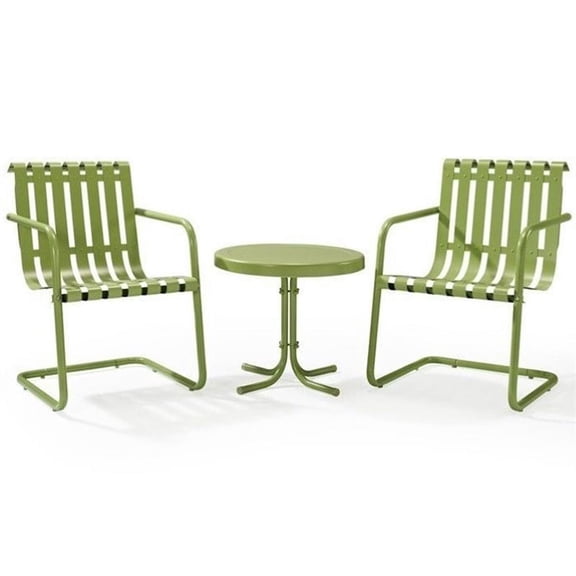 Afuera Living Modern 3 Piece Metal Patio Conversation Set in Oasis Green