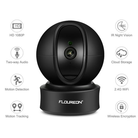 FLOUREON HD 1080P Smart Home Indoor Surveillance Camera 355° Panorama Motion Auto-Tracking With IR Night Vision Wireless Encryption Two-way Audio Support Cloud Storage Available For Android &