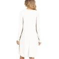 thumbnail image 4 of Women's A-Line Round Neck Long Sleeve Pockets Lightweight Solid Mini Midi Dress, 4 of 5