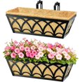 thumbnail image 2 of 16 Inch Railing Planter Box Window Boxes Planters - 4 Pack Deck Railing Planter Boxes with Adjustable Brackets Coco Liners Balcony Planters Railing Hanging for Window Flower Boxes Outdoor Garden, 2 of 6