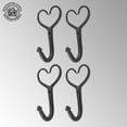 thumbnail image 2 of Renovators Supply Black Heart Style Coat and Robe Hooks 4 in. L Wrought Iron Powder Coat Finish Key and Towel Wall Mount Metal Hanger Hook Decor w/Screws Pack of 4, 2 of 8
