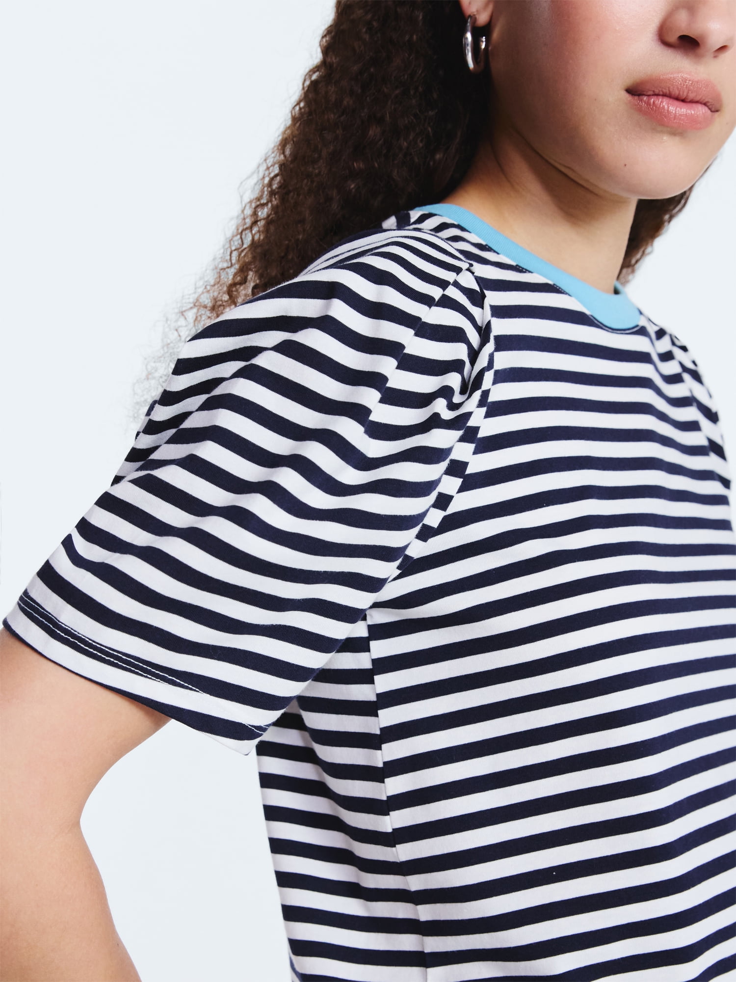 Free Assembly Women's and Women's Plus Crewneck Tee with Puff Sleeves, XS-4X