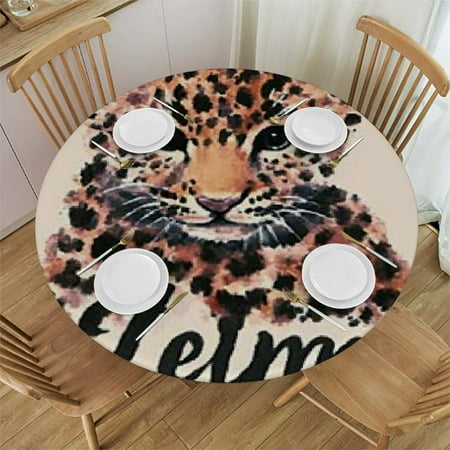 

Autua Leopard Print Round Table Cover Stain Resistant Washable Indoor Outdoor Tablecloth Kitchen Dining Wedding Parties Picnic Farmhouse Decor 100% Polyester Fiber 42 -46