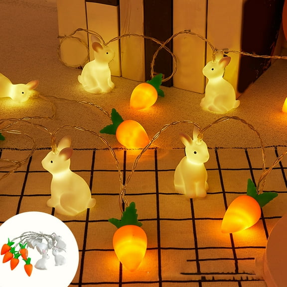 Easter Day Decorations String Lights, Carrot Paschal Theme String Lights, 4.9ft Easter Decor Spring Rabbit Fairy Lights with 8 Modes and Timer for Home Easter Basket Eggs Party Seasonal