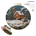 thumbnail image 1 of Christmas Decorations Outdoor Hangs Christmas Embroidery Craft Kits ，Hand Christmas DIY Embroidery Patterns Stamped Kit Adults Kids Beginners Stamped Embroidery Kit 。 (Warm Christmas B), 1 of 7