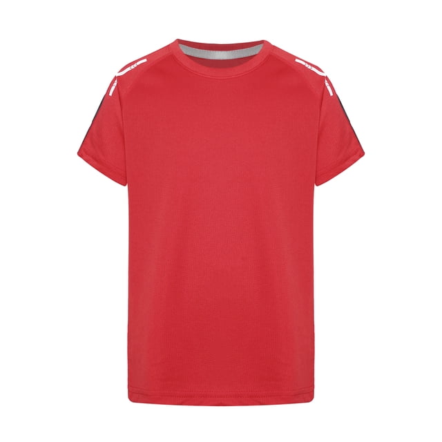 Sxiwei Kids Boys Quick Dry Football Basketball Training Shirts Short Sleeve Rash Guard Swim Shirts Activewear Red 150