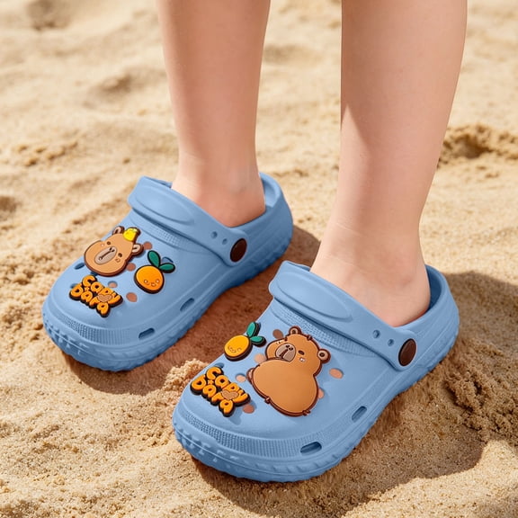 Djtdsds Kids Themed Clog Sandals Soft Non- Open-Toe Slippers Color:Blue,Size:9.5-10 Years